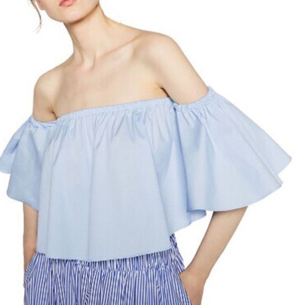 Zara crop shoulder off top blue